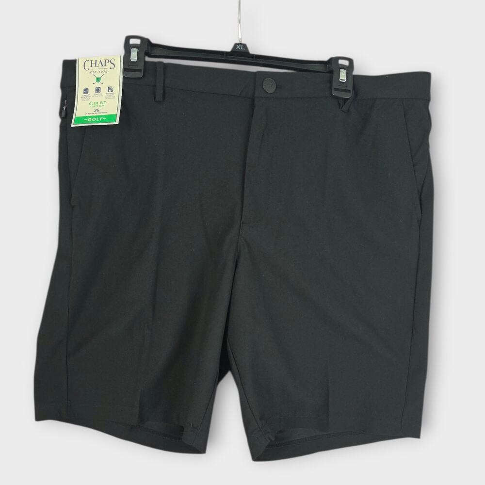 Chaps Golf Shorts Men's 36"x 9" Black Stretch Zippered Pockets Sportswear NWT